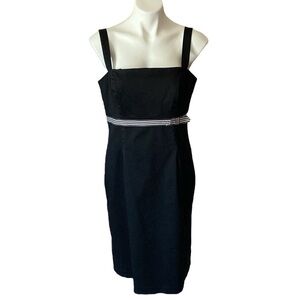 Vintage Clues Collection Black & White Sleeveless Cocktail Dress Striped Bow